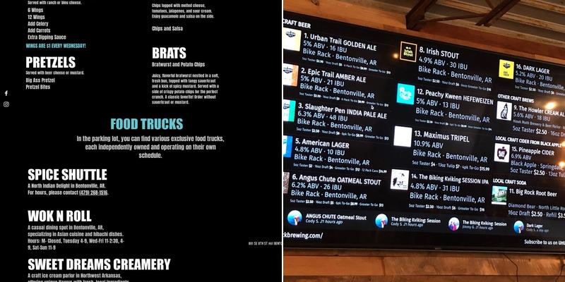 Bike Rack Brewing Co. Menu