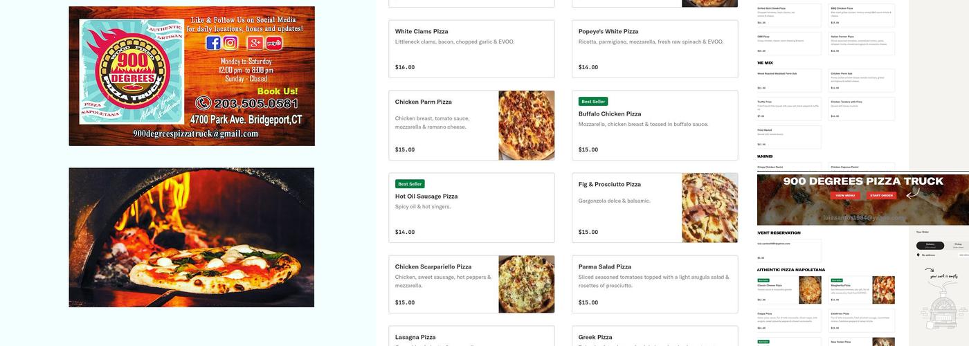 900 Degrees Pizza Truck Menu