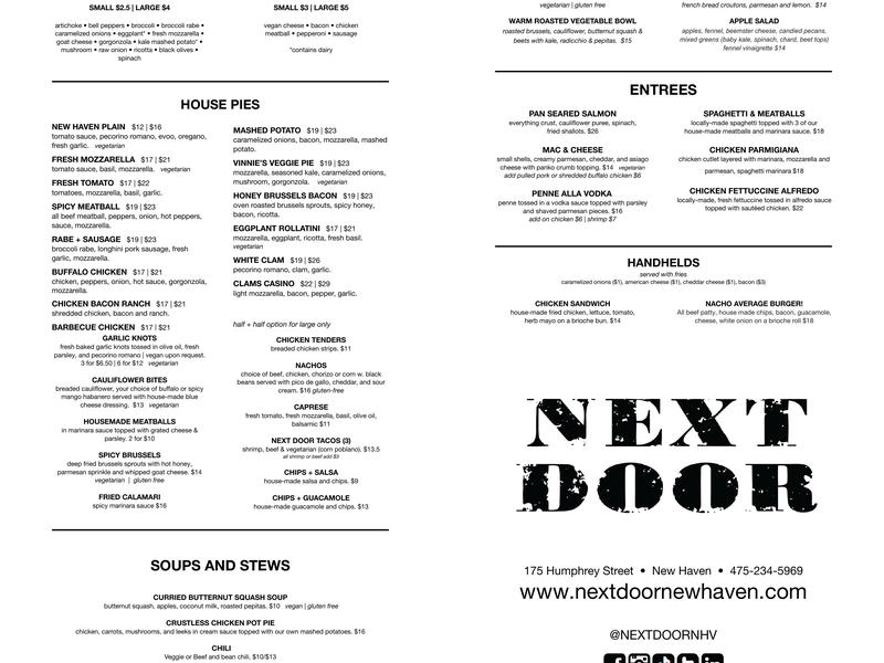 Next Door Menu