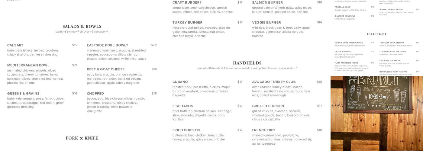 Bedford Hall Craft Kitchen & Bar Menu