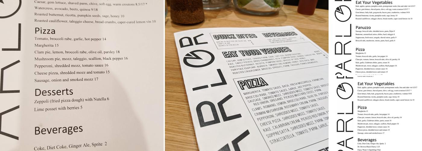 Parlor Pizza Wilton Menu