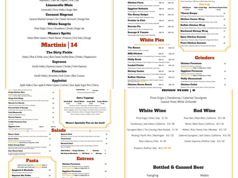 Mama Luke's Menu