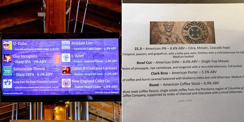 Kinsmen Brewing Company Menu