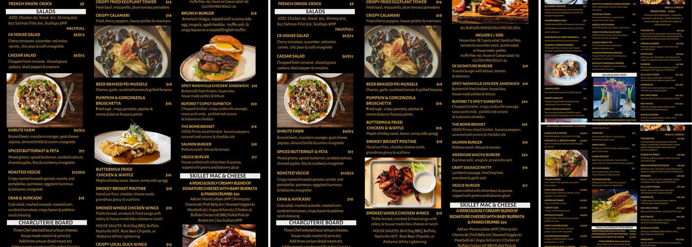 Craft Kitchen Southington-Plantsville Menu