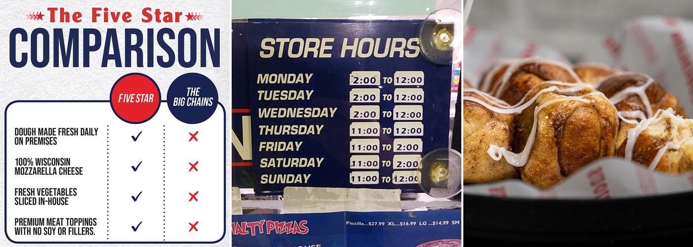 Five Star Pizza Menu