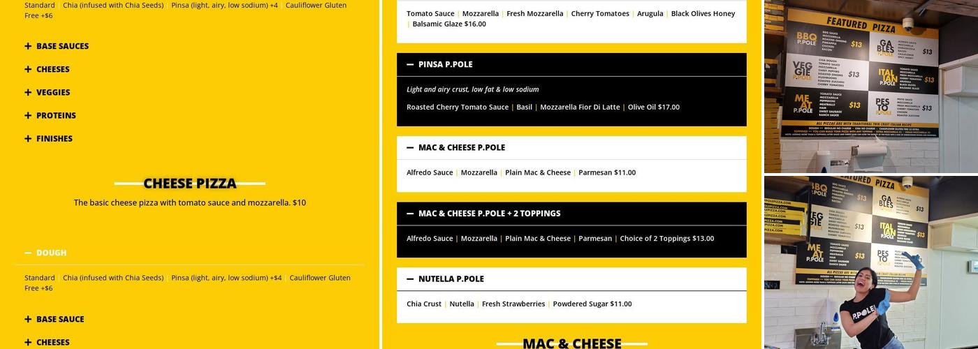 P.Pole Pizza Menu
