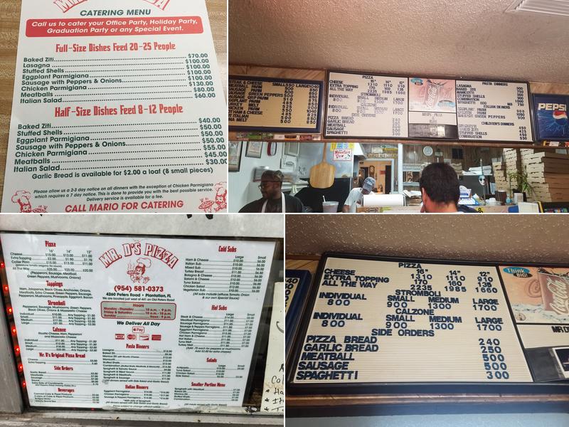 Mr D's Pizza Menu