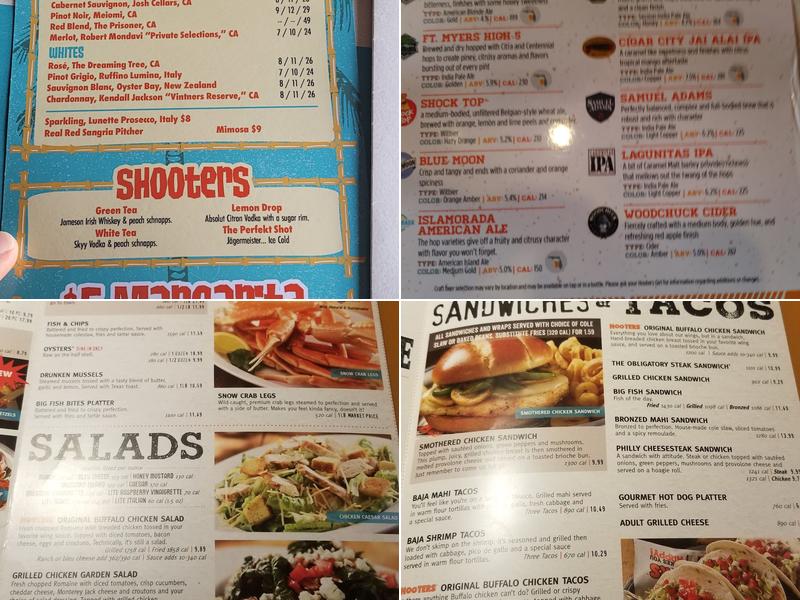 Hooters Menu