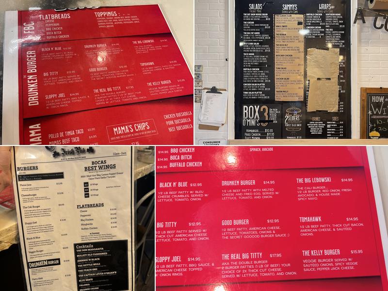 The Drunken Burger Menu