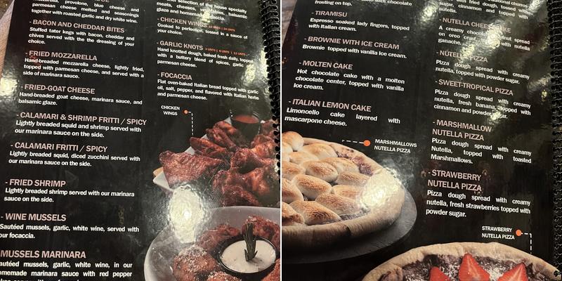 Tartini Express Menu