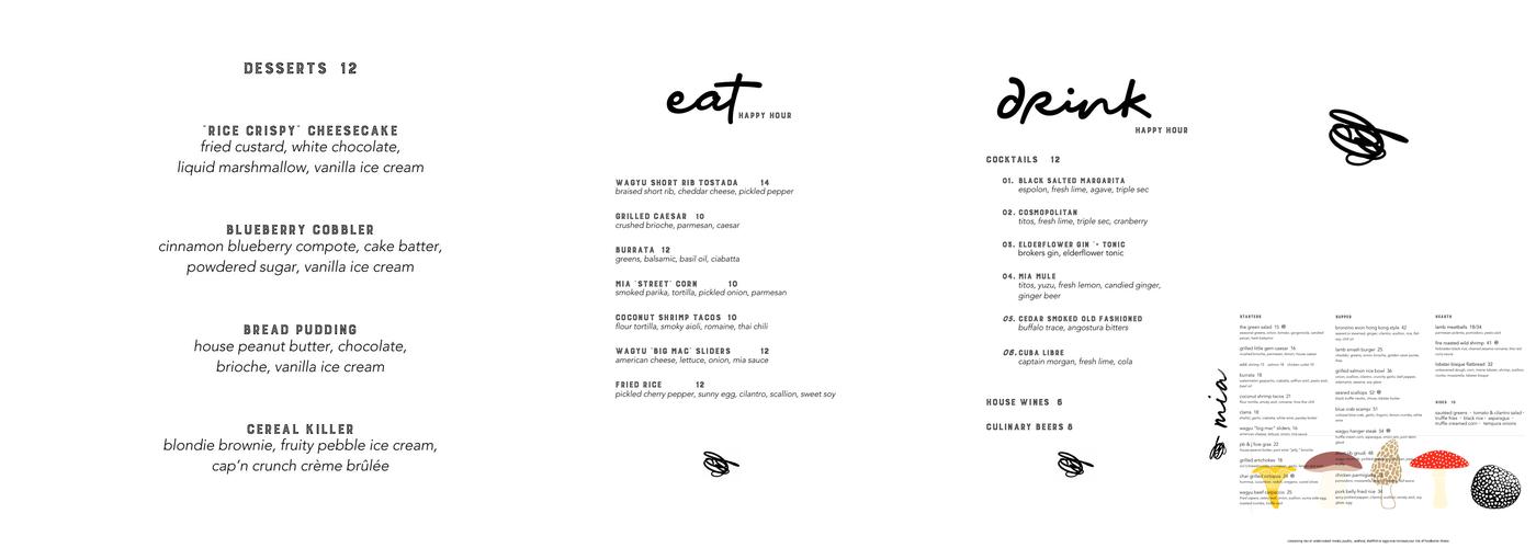 MIA Kitchen & Bar Menu
