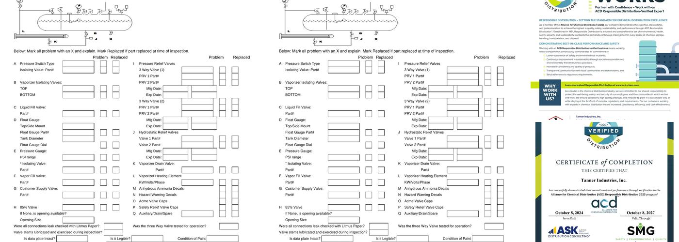 Tanner Industries Menu