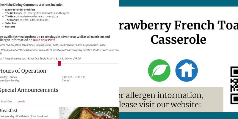 The Niche Dining Commons Menu