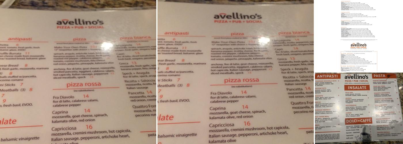 Avellino's Wood Fire Pizzeria Brookhaven Menu