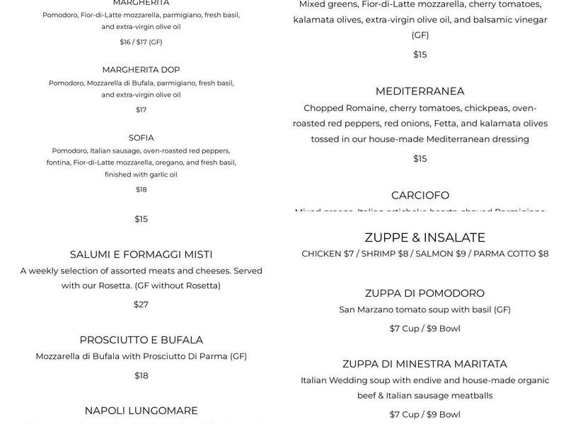 Campania Milton Menu