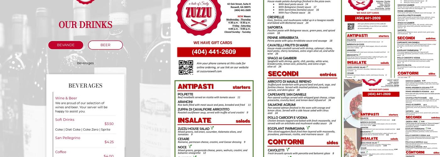 ZuZZu Menu