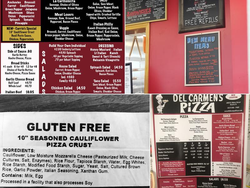 Del Carmen's Pizza Menu