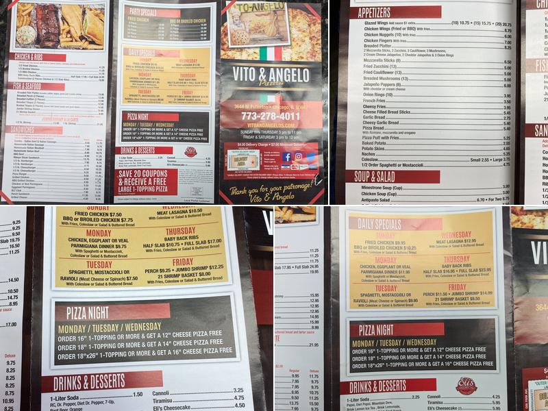 Vito & Angelo Pizzeria Menu