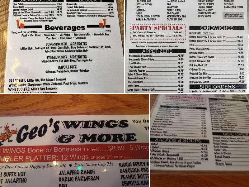 Geo's Wings & More Menu