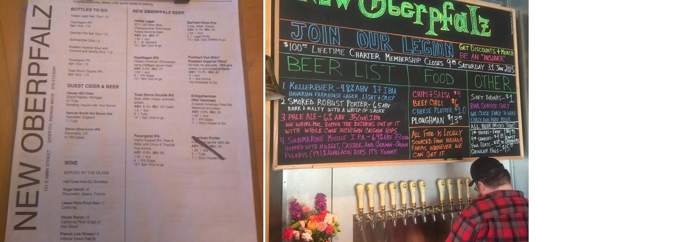 New Oberpfalz Brewing Menu