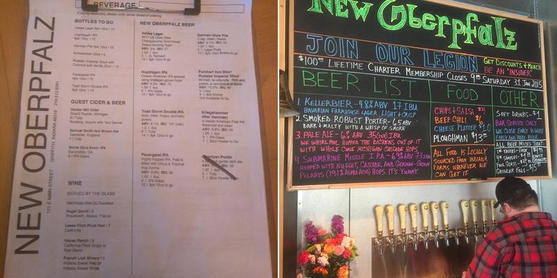 New Oberpfalz Brewing Menu