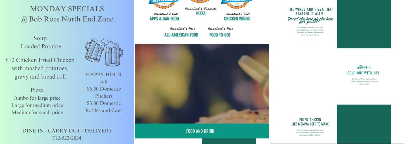 Bob Roe's North End Zone Menu