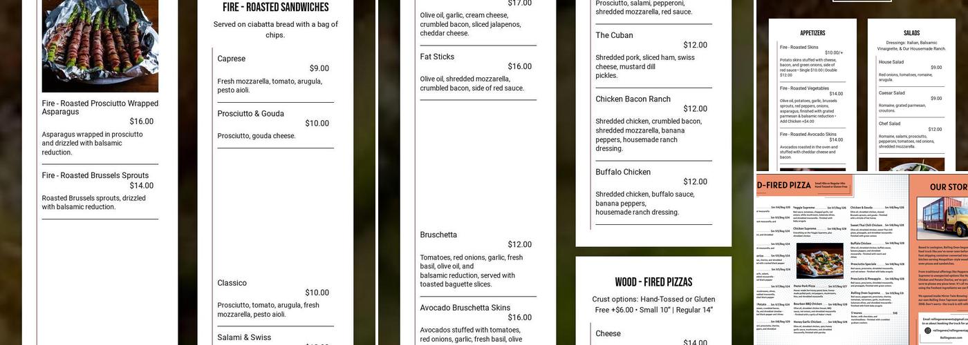 Rolling Oven Menu
