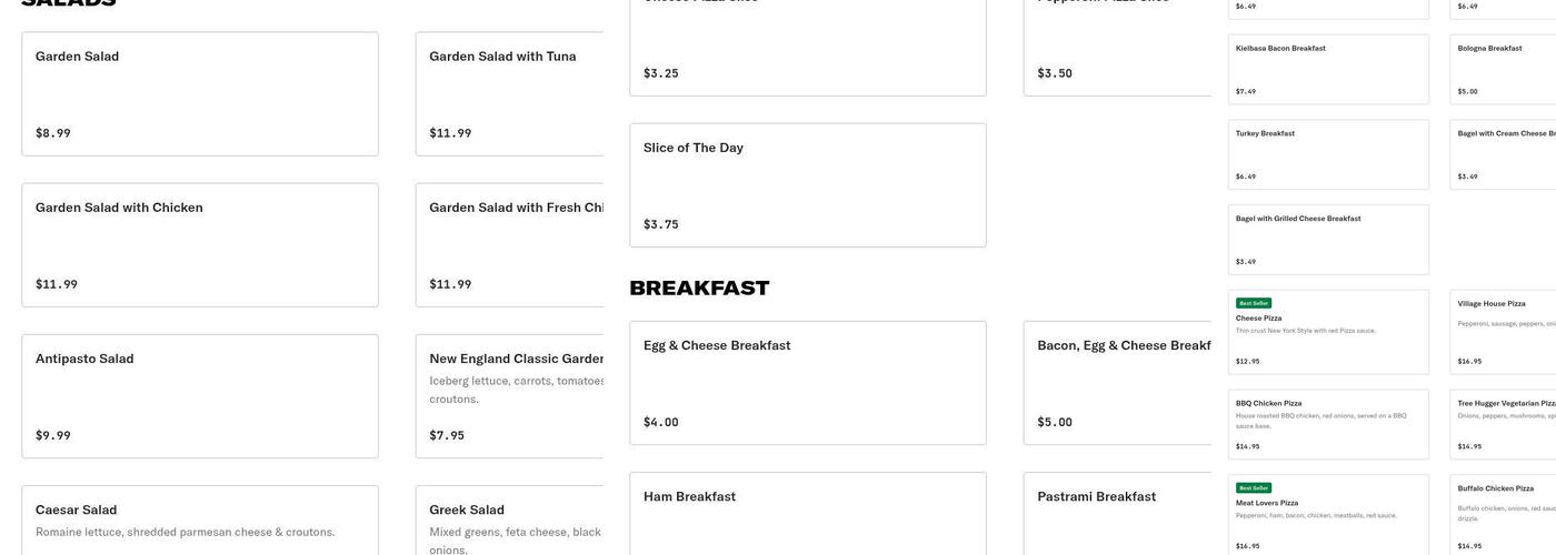 RIVERBRIDGE PIZZA & DELI Menu