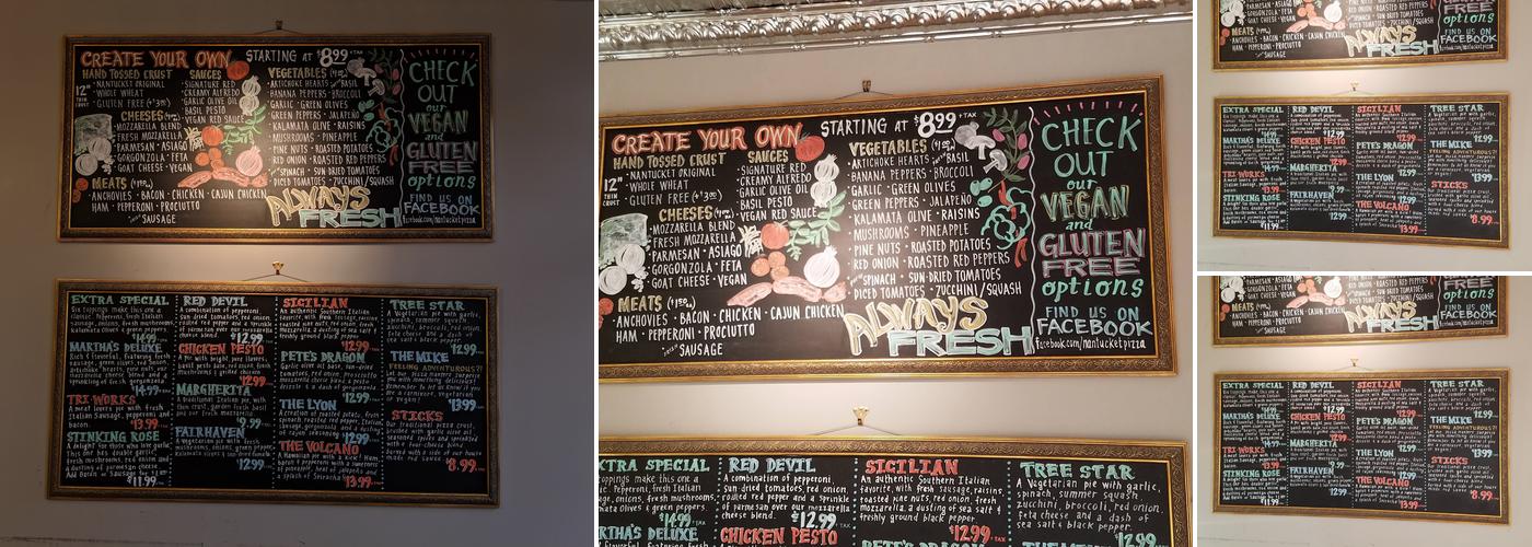 Martha's Pizza Menu
