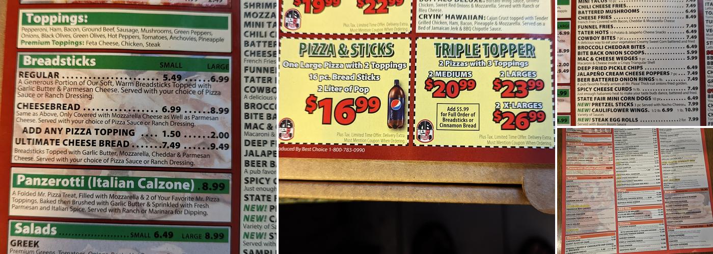 Mr. Pizza Menu