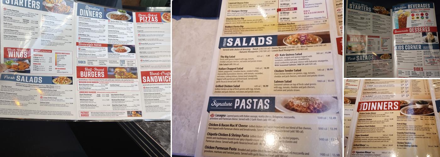 Bubba's 33 Menu