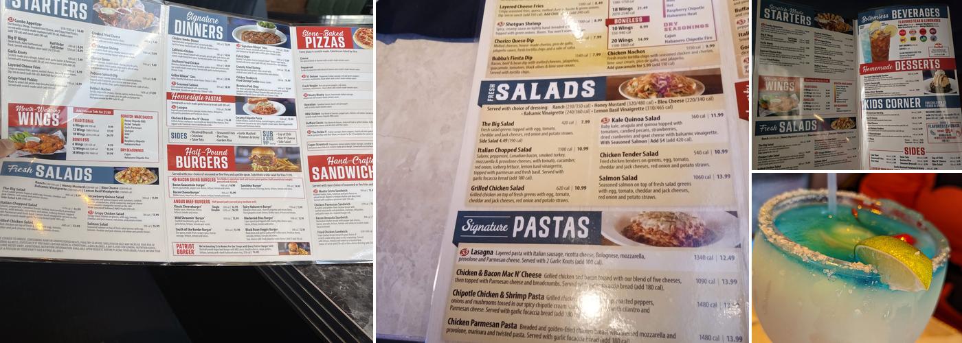 Bubba's 33 Menu