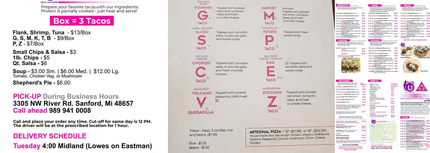 Taco Universe at Black Creek Menu