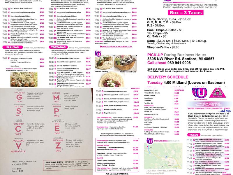 Taco Universe at Black Creek Menu