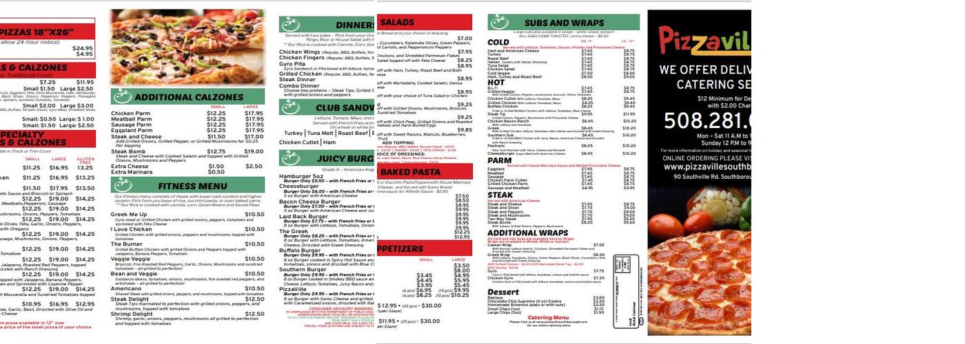Pizzaville Menu