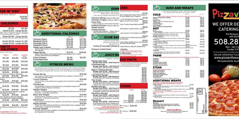 Pizzaville Menu