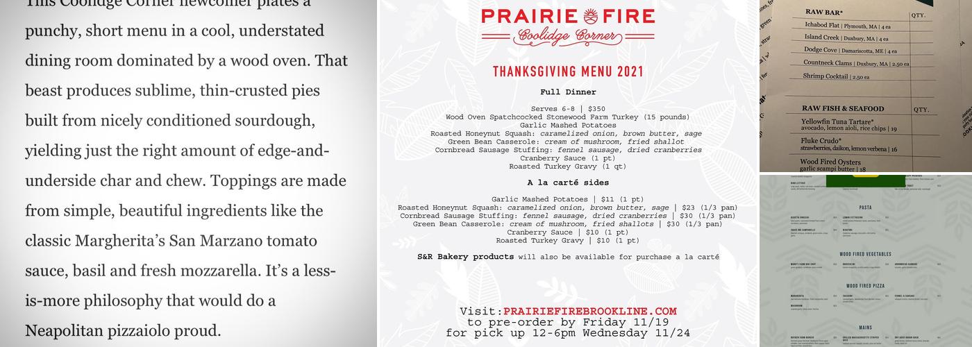 Prairie Fire Menu
