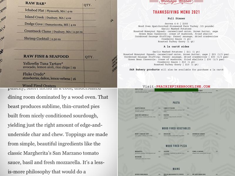 Prairie Fire Menu