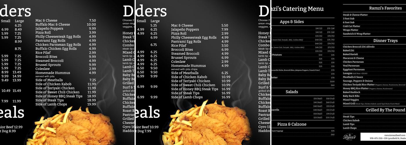 Ramzi's Roast Beef Menu