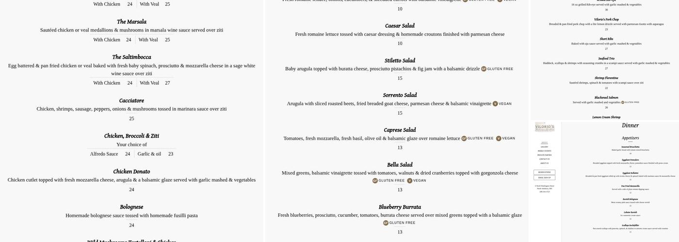 Vilorio’s Italian Bistro Menu