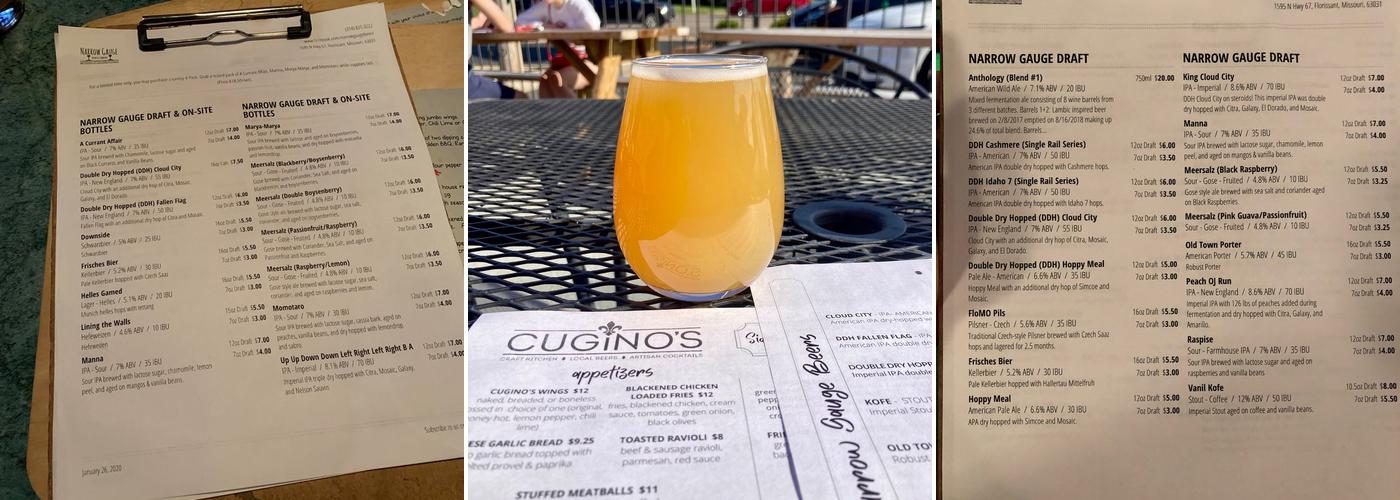 Narrow Gauge Brewing Company Menu