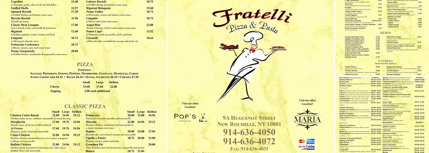 Fratelli Pizza & Pasta Menu
