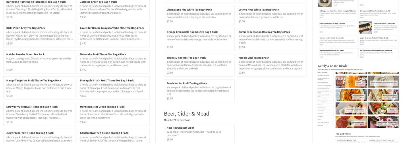 Bard and Baker Board Game Cafe Menu