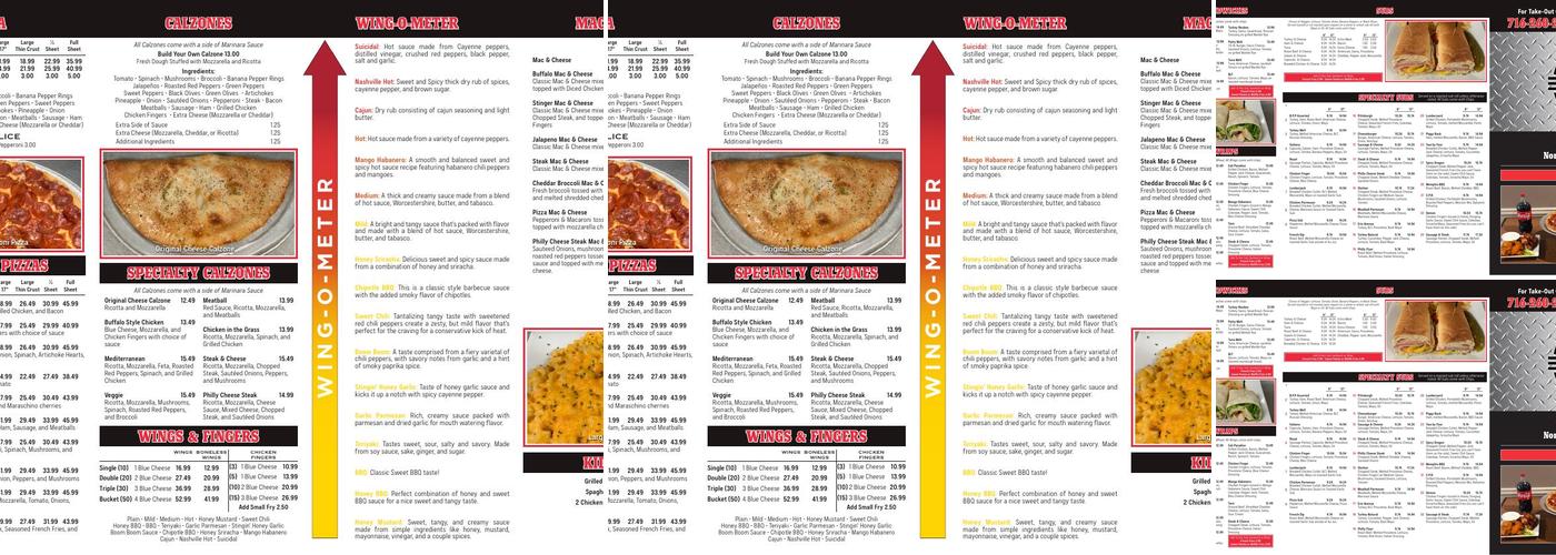 Buffalo Pizza Project Menu