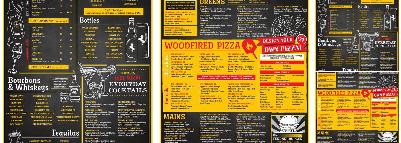 Ferrari Pizza Bar Menu