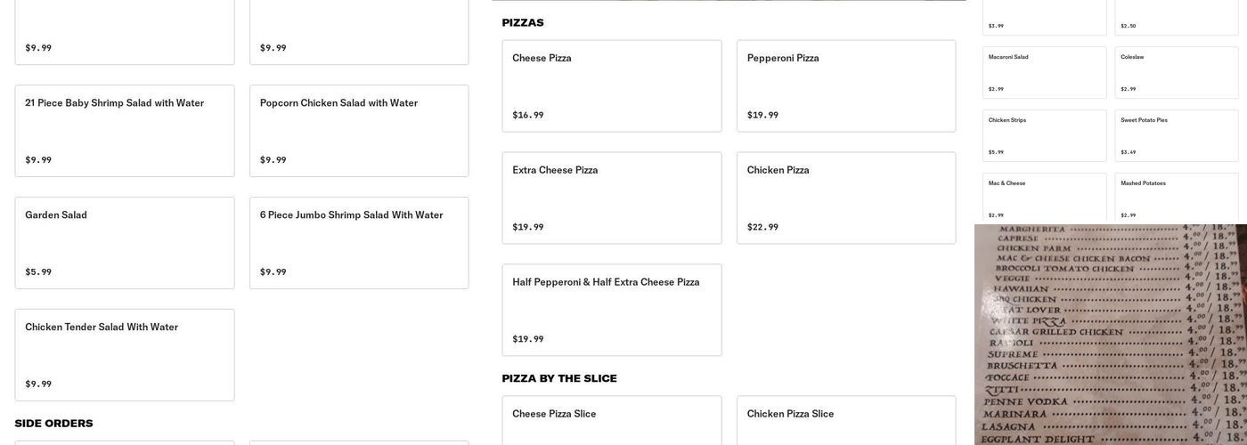 Bella Chicken and Burger Menu