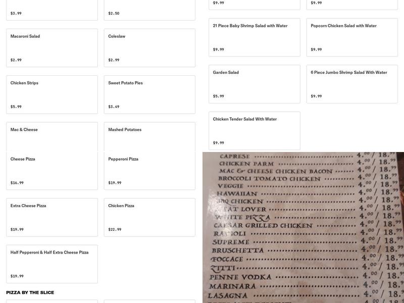 Bella Chicken and Burger Menu