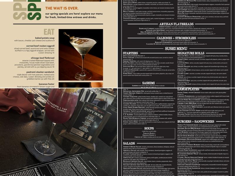 Tommys Tavern + Tap Menu