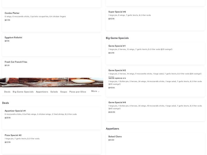 Matese Pizzeria & Ristorante Menu