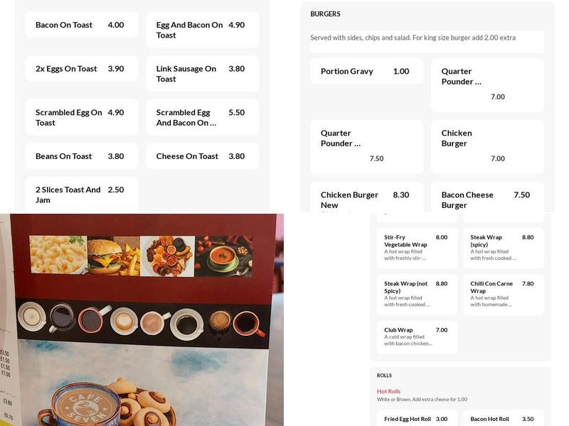 Cafe Seven Menu